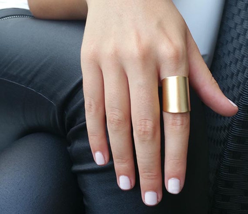 Gold Ring Wide Band Ring, Adjustable Ring, Tube Ring, Simple Big Ring, Statement Ring, Gold Accessories, Gold Jewelry image 4