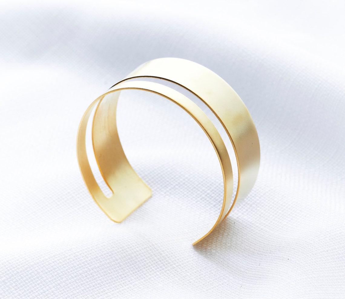 Cuff Bracelet Statement Gold Bracelet Gold Wide Bracelet Etsy
