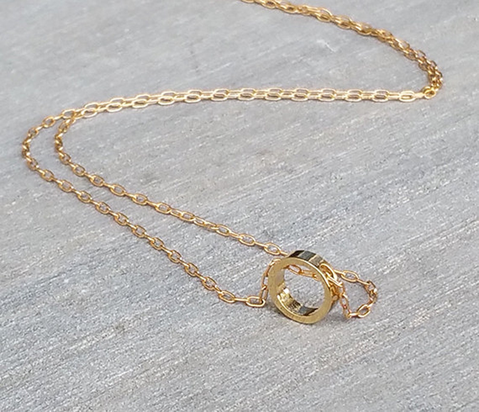Dainty Circle Necklace Karma Necklace Gold Circle Necklace Etsy