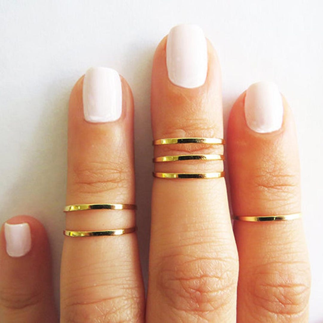 Gold Plated Stacking Rings Set, Handmade Midi Rings, 6 Rings - Etsy