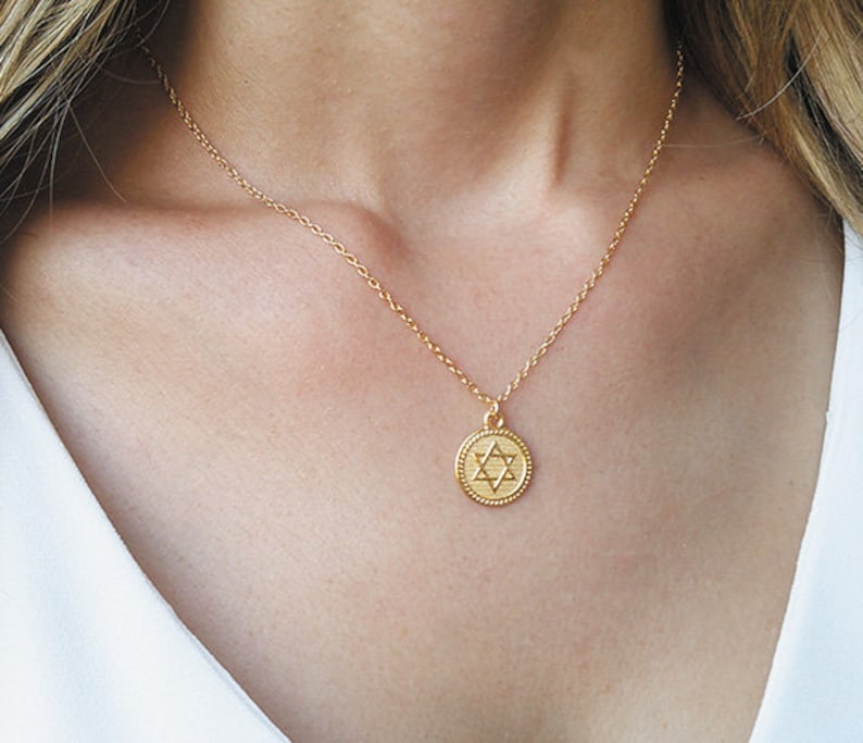 Star of David Necklace in Gold or Silver, Magen David Necklace, Jewish Star Necklace, Charm Necklace, Bat Mitzvah Gift, Jewish Jewelry image 2