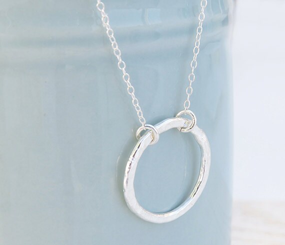 Open Circle Karma Necklace Silver 