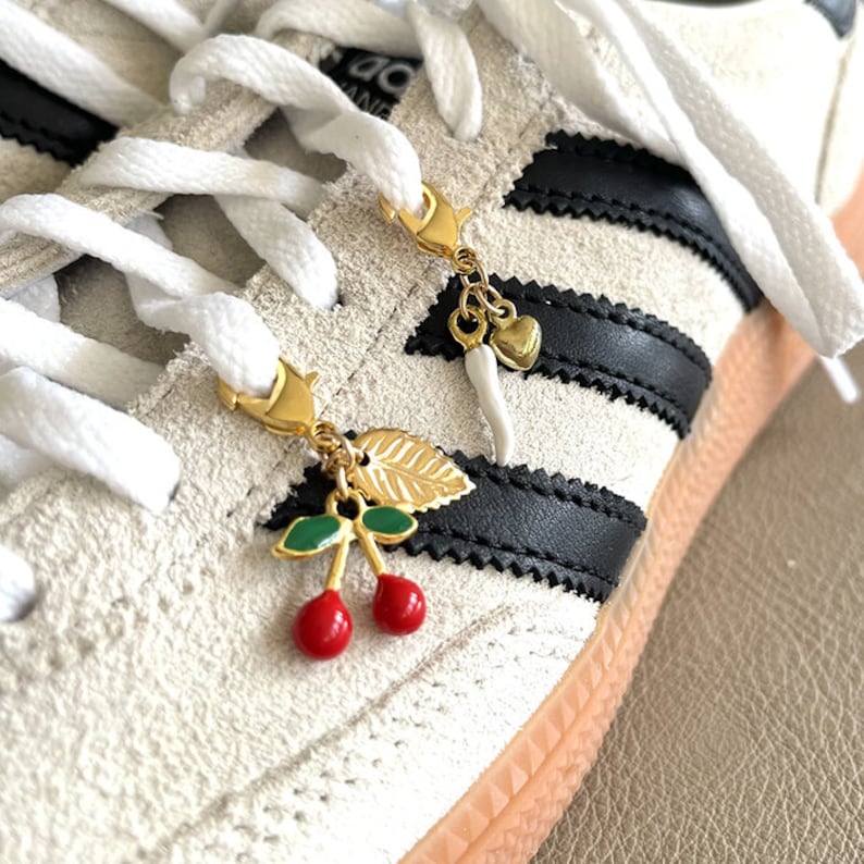 Shoe Charms, Shoelace Charms for in Gold, Shoe Jewels, Shoe Jewelry, Sneakers Charms, Charms Shoe Accessories, Cherry Charm, Shoe Clips image 6