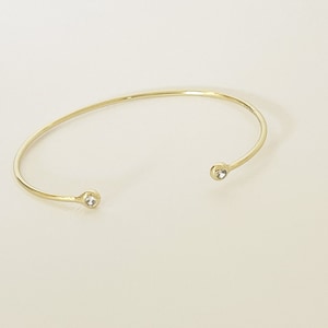 Gold Open Cuff Bracelet, Gold Cuff Bangle, Delicate Open Bangle Bracelet, Slip-on Everyday Bracelet, Thin Open Cuff Bangle In Gold image 3