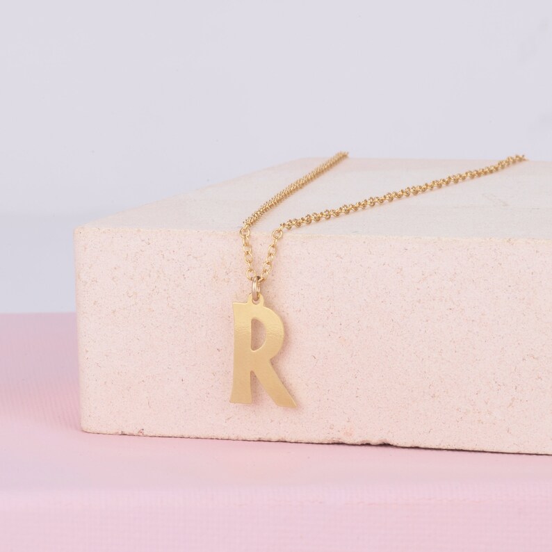 Large Gold Letter Necklace Custom Initial Necklace Gift Etsy