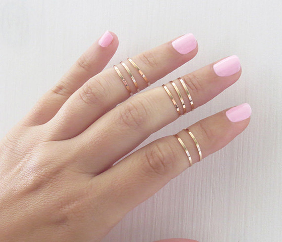 Rose Gold Small Rings, Handmade Rings, 8 Above the Knuckle Rings, Rose ...