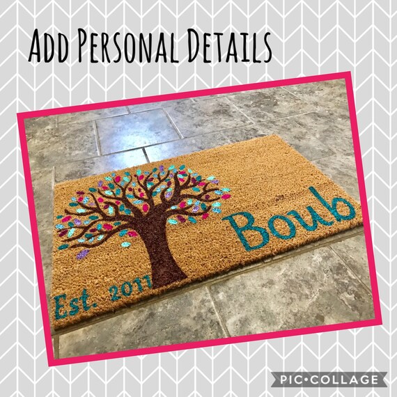Personalized Family Doormat Personalized Cute Doormat Family Tree Home Decor Decor Bright Colors Front Porch Lastname Doormat Established