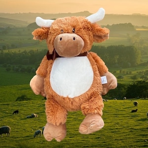 Personalized Birth Stats Animal, Personalized Plush, Stuffed Animal, Love you to the Moon and Back, Scottish Highland Cow, Little Elska