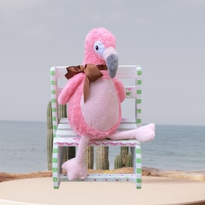 Personalized Birth Stats Animal, Plush Flamingo, Birth Block, Birth Announcement, Unique Baby Shower Gift,  Personalized Baby Gift