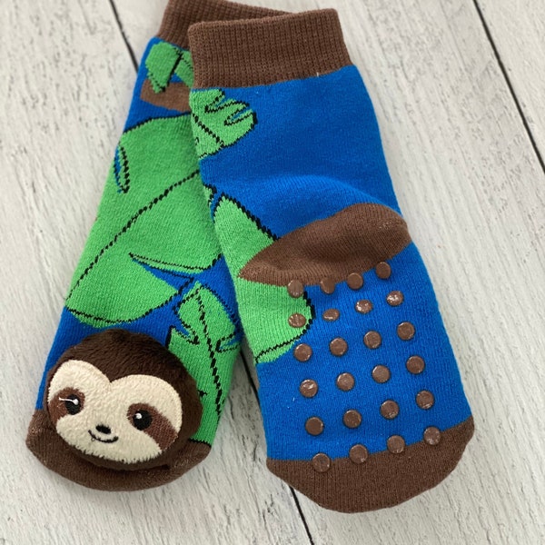 Character Slipper Socks, Children Slippers, Toddler Slippers, Messy Moose Socks, Socks with Grippers, Baby Boy Gift, Fun Slippers