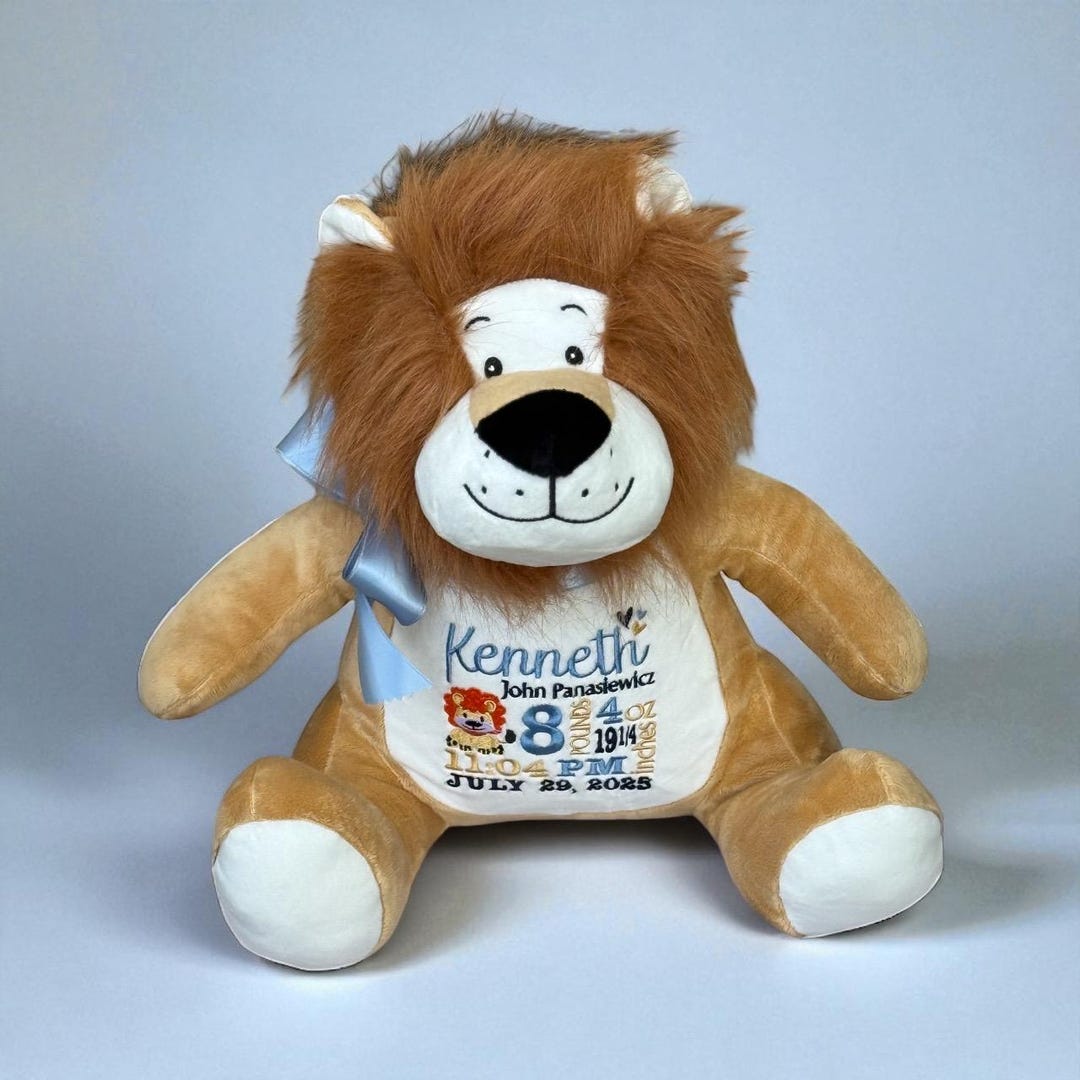 Personalized Plush Lion: Baby Keepsake, Birth Announcement Gift ...