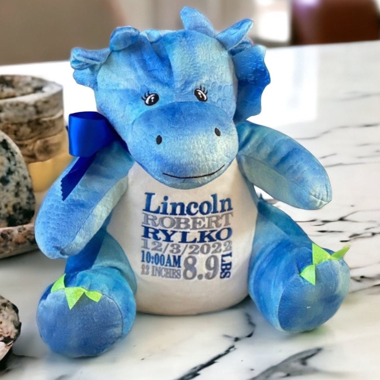 Year of the Dragon, Plush Dragon, Ring Bearer Gift, Plush Animal, Custom Gift, Birth Announcement, Stuffed Animal,