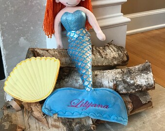 Rag Doll Mermaid, Little Mermaid Doll, Rag Doll, Girl Rag Doll, Personalized Rag Doll, Personalized Plush Doll