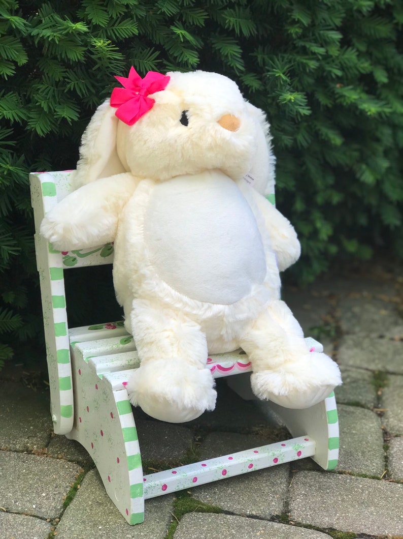Birth Stat Bunny Unique Baby Gift Gender Reveal Embroidered Bunny, Birth Announcement Little Elska,Plush Bunny Baby Keepsake