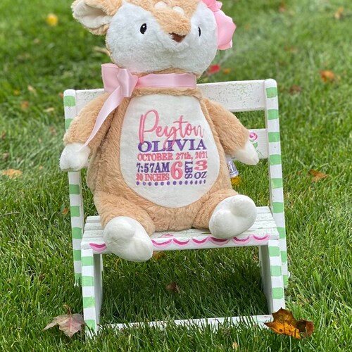 Birth Announcement Stuffed Animal Baby Announcement Plush Etsy