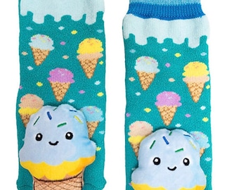 Toddler Slipper Socks - Non-slip  Toddler Slipper Socks, Novelty Sock, Humpty Dumpty, Mary Little Lamb, Ice Cream Cone