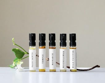 DISCOVERY SET All-Natural Botanical Perfume  | 5 Samples | Unisex Organic Fragrance | Gifts for Self