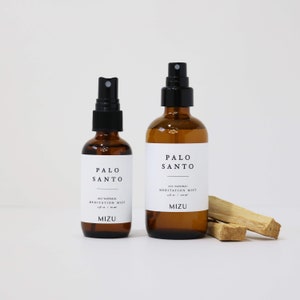 Spray de meditación totalmente natural PALO SANTO / Aceite esencial para el hogar / Bruma para ambientes con diseño minimalista