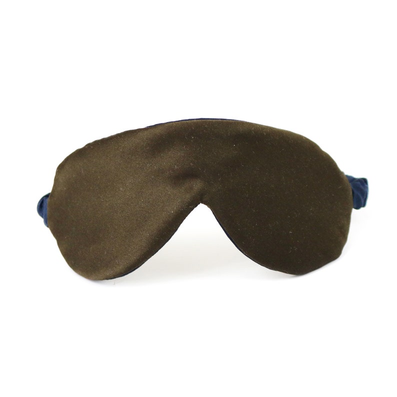 Silk Eye Mask in Danish Blue Luxury Meditation Sleep Mask, Travel Reversible Minimalist Blindfold image 3