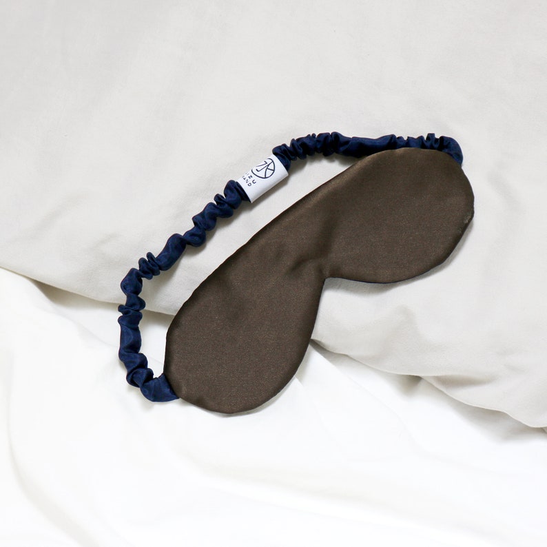 Silk Eye Mask in Danish Blue Luxury Meditation Sleep Mask, Travel Reversible Minimalist Blindfold image 1
