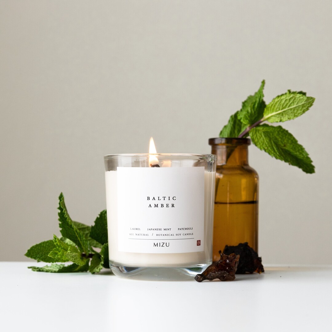 BALTIC AMBER Crystal and Soy Candle All Natural Modern Candle - Etsy ...