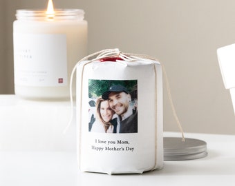 CUSTOM Kerze | 100% Natürliche Kerze |  Personalisierte Geschenkverpackung mit Foto | Nachdenkliches Geschenk für Mama