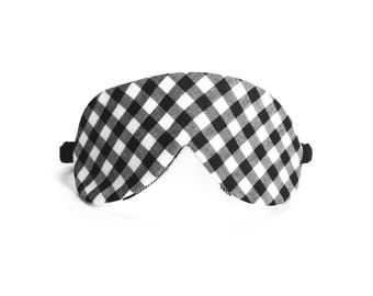 Cotton Flannel Eye Mask in Gingham Grid | Reversible