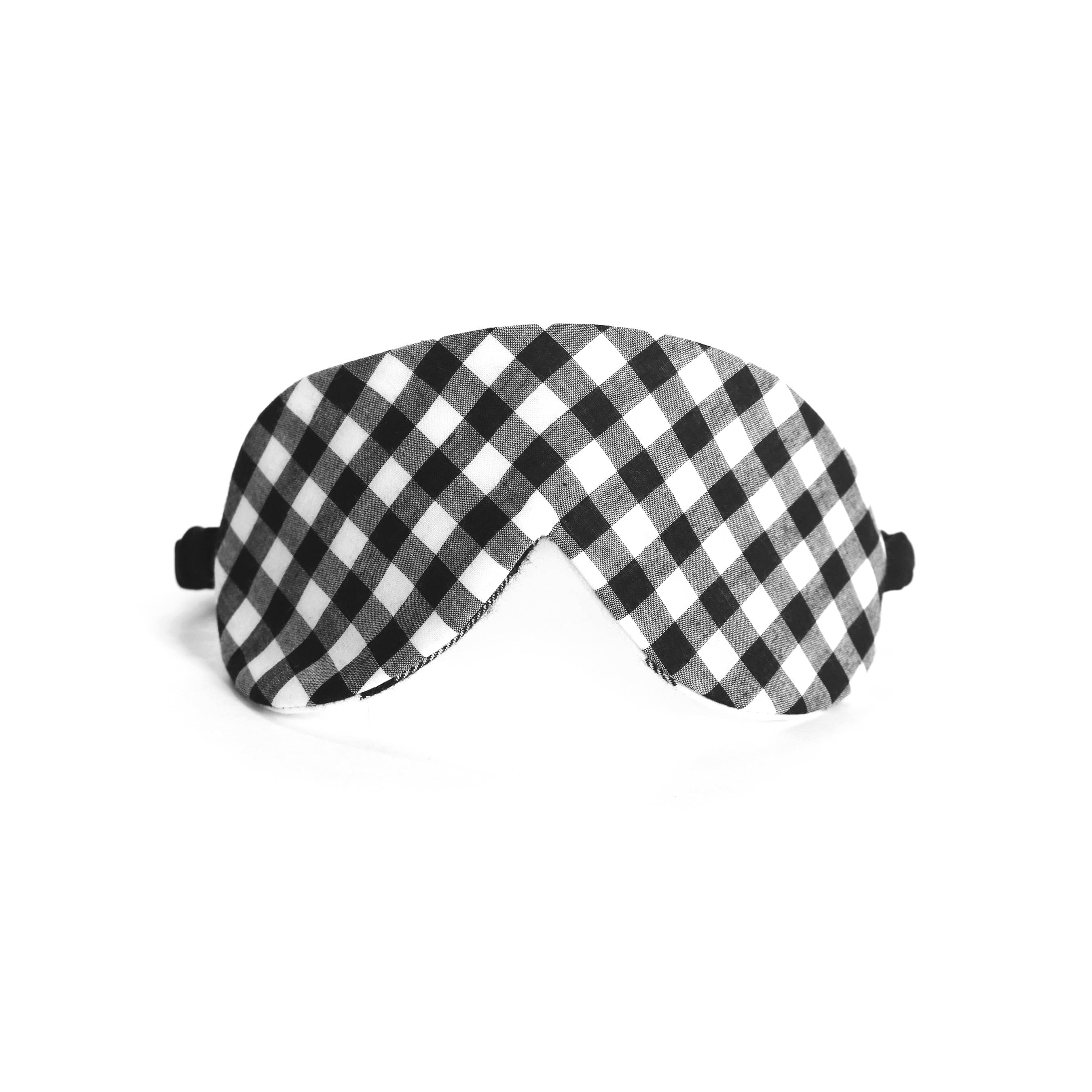 Masque Pour Les Yeux en Flanelle de Coton Dans La Grille Gingham | Réversible