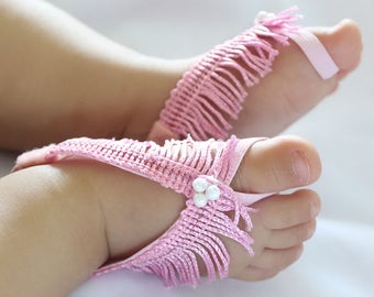 Pink Newborn Sandals, Pink Barefoot Sandals, Baby Sandals, Baby Gifts, Baby Shower Gift, Coming Home Gifts, Gifts for Babies, Babies Gifts