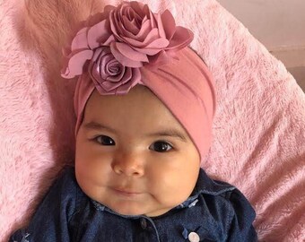 Headbands & Turbans, Baby Headband, Baby Accessories, Toddler Head Wrap, Baby Turban, Hair Accessories, Flowers Headband, Pink  Headband