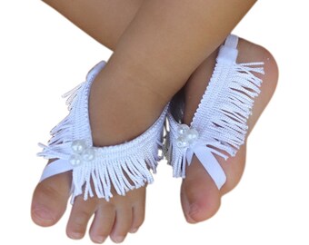 Baptism Baby Sandals, White Sandals, White Barefoot Sandals, Barefoot Baby Sandals, Baby Barefoot Sandals, Baby Accessories