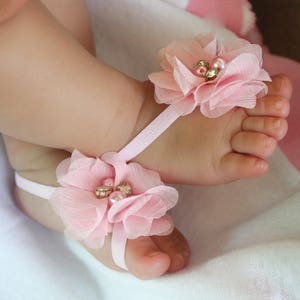 Pink Baby Sandals, Sandals for Newborn, baby girl shoes, Shoes for Little Girls, barefoot sandals, newborn sandals, baby barefoot sandal image 6