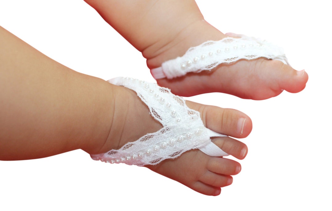 White Baby Sandals, Baby Shoes, Baby Shoes Girl, Barefoot Baby Sandals ...