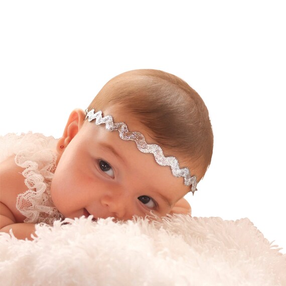 silver baby headband