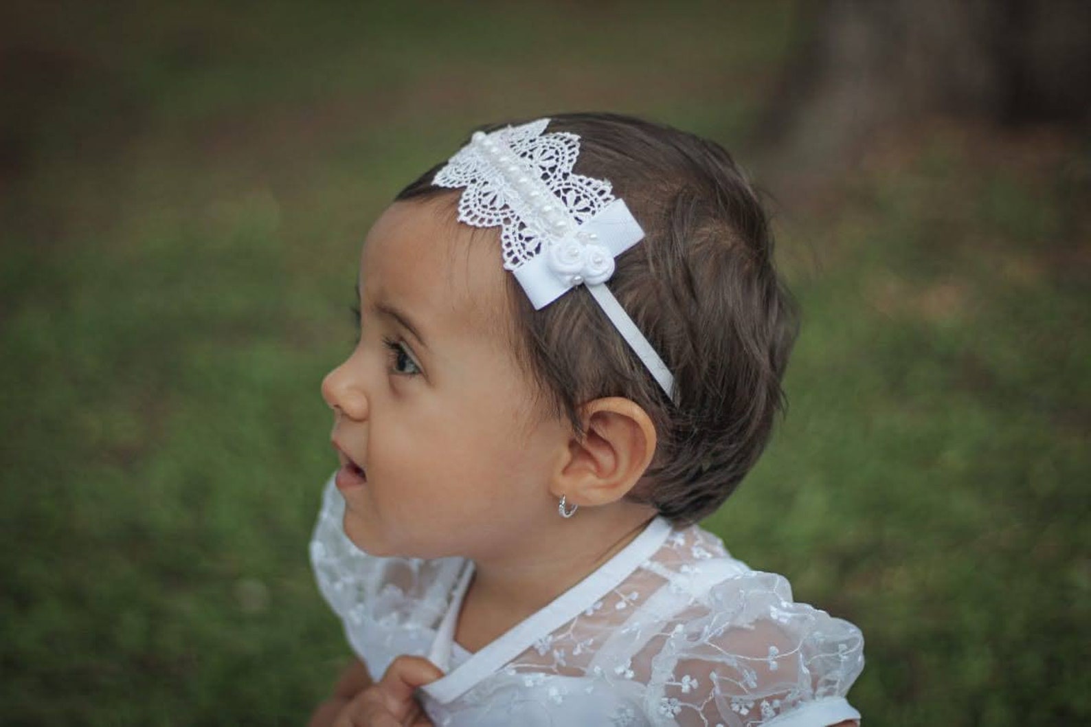 Baptism Headpiece White Headband Lace Headband Baby Etsy