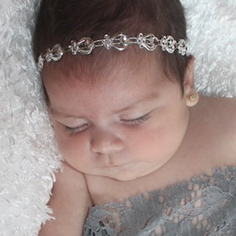 silver baby headband