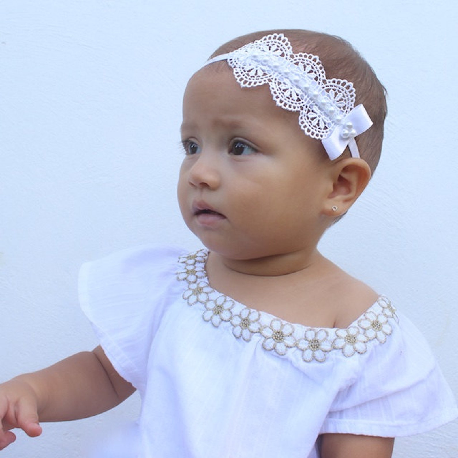 Baptism Headpiece White Headband Lace Headband Baby Etsy