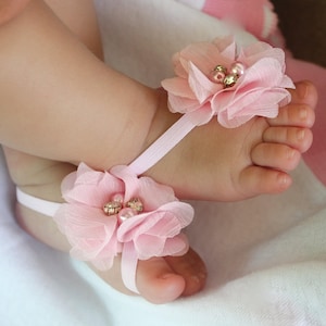 Pink Baby Sandals, Sandals for Newborn, baby girl shoes, Shoes for Little Girls, barefoot sandals, newborn sandals, baby barefoot sandal image 5