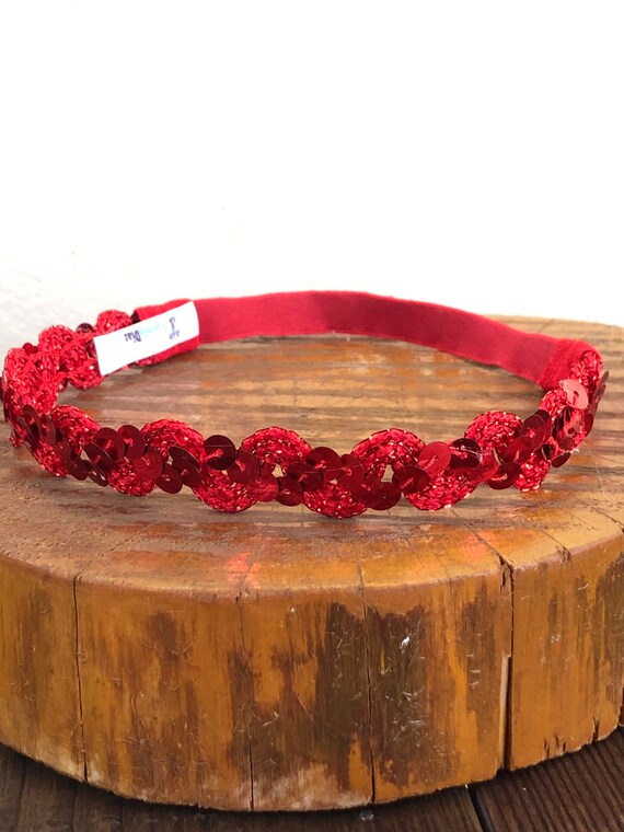 Christmas Sequin Baby Headband: Red Holiday Crown
