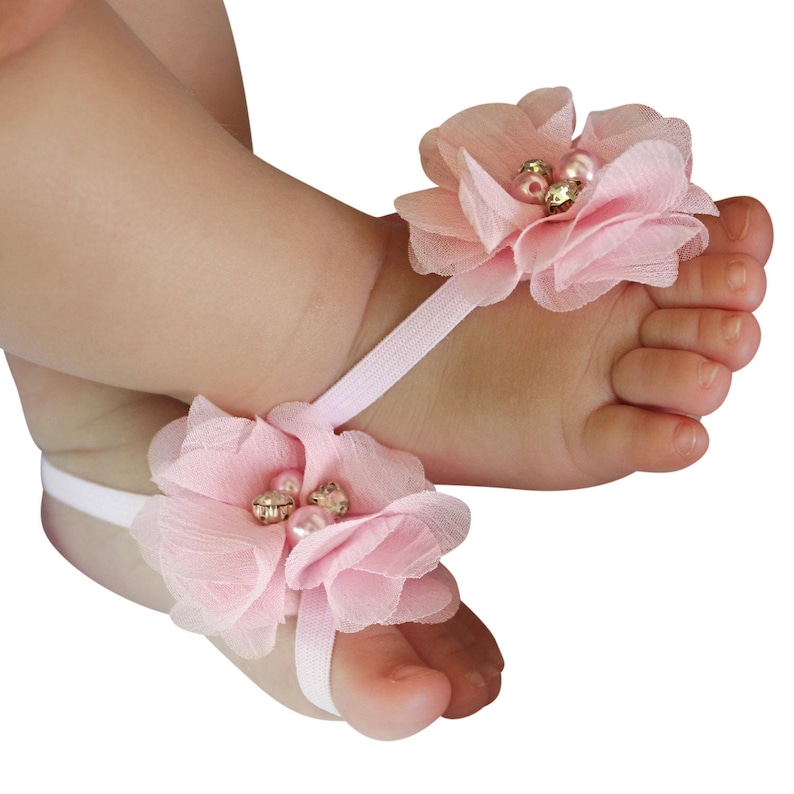 Pink Baby Sandals, Sandals for Newborn, baby girl shoes, Shoes for Little Girls, barefoot sandals, newborn sandals, baby barefoot sandal image 1