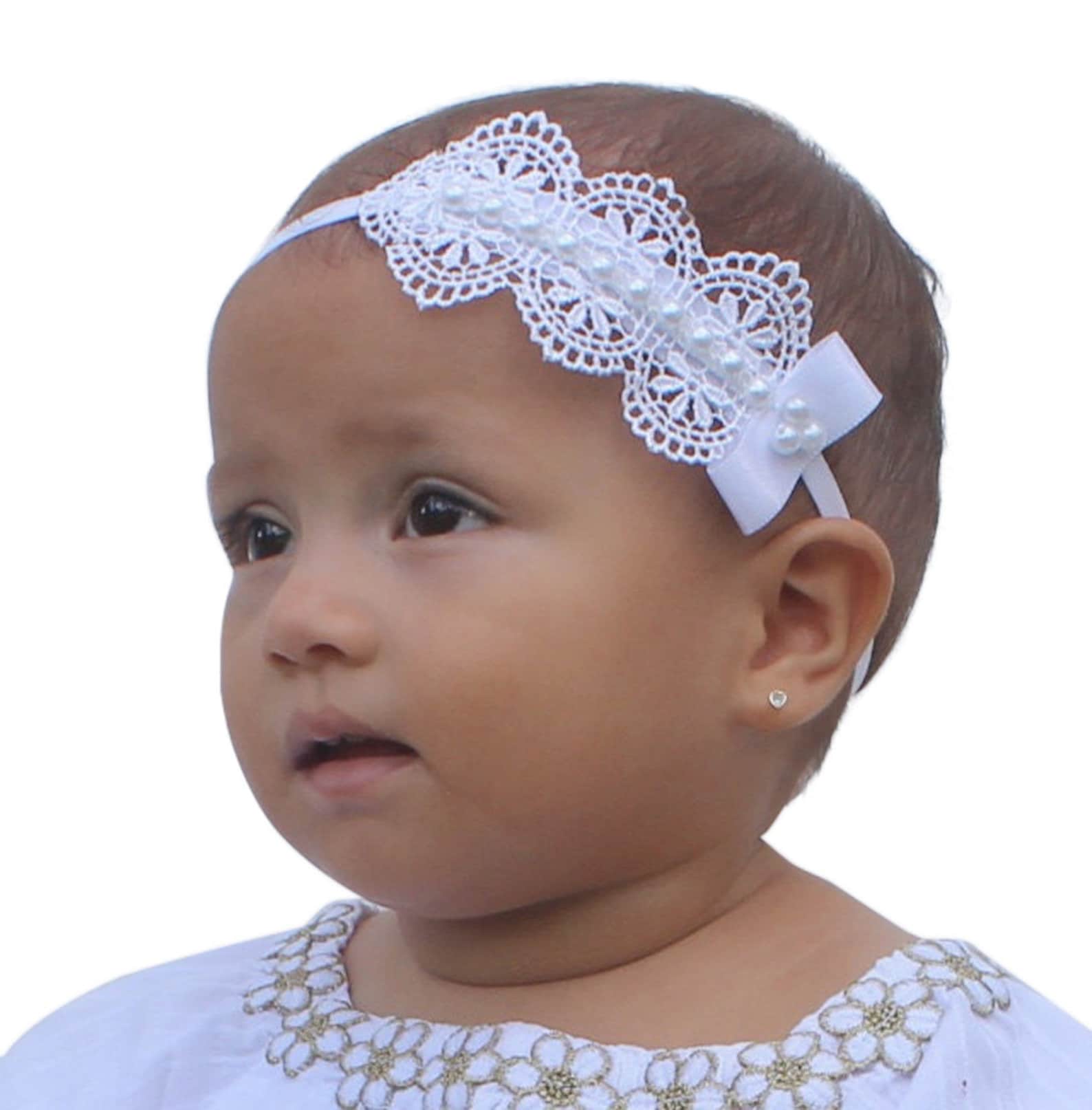 Baptism Headpiece White Headband Lace Headband Baby Etsy