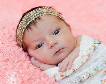 Gold Lace Headband, Gold Baby Headband, Baby Headband, Gold Headband, Infant Headband, Newborn Headband, Halo Headband, Infant Headbands