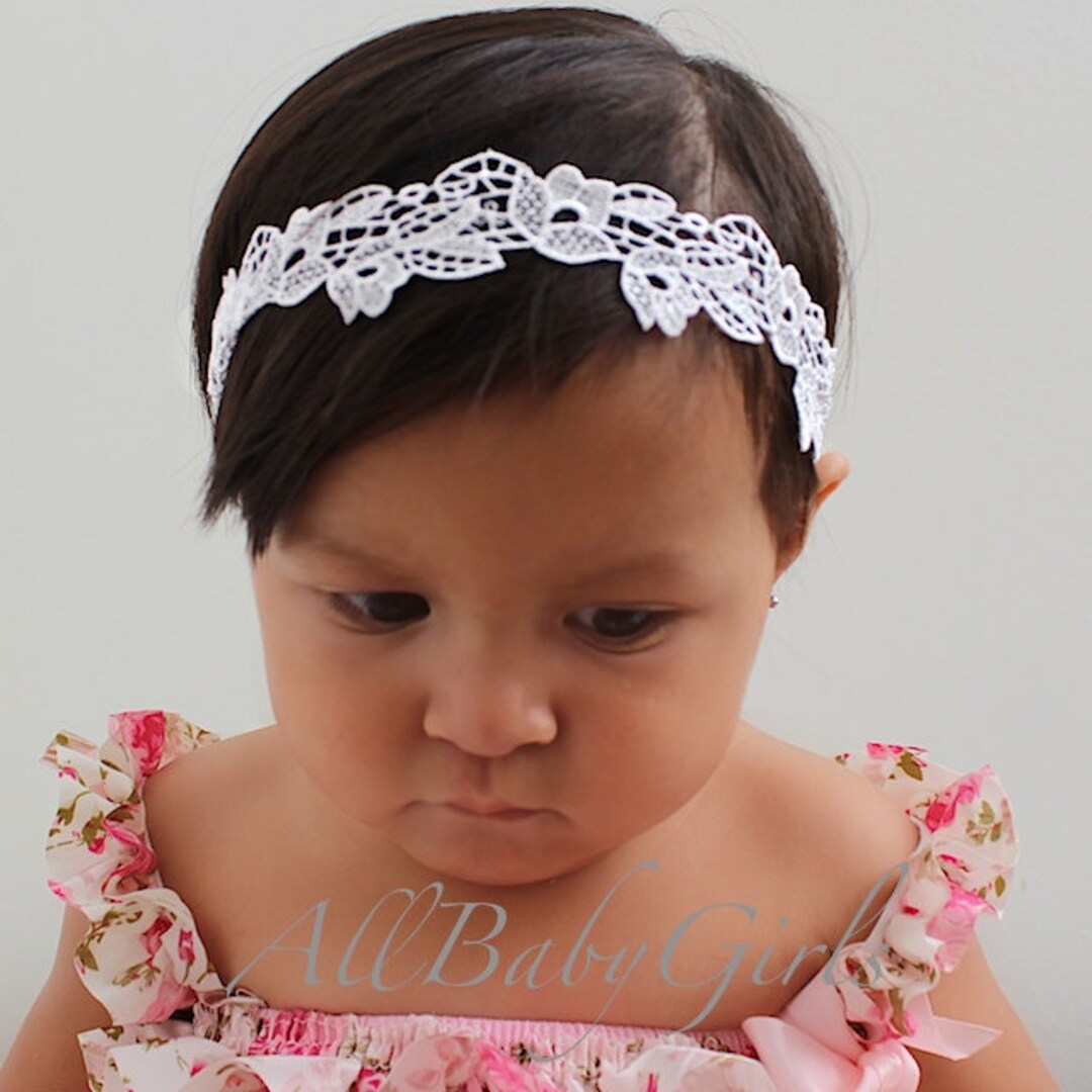 Christening Headband, White Headband, Lace Headband, Baby Headband