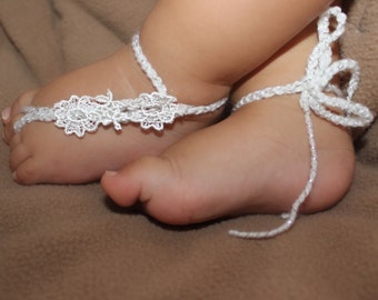 White Crochet Sandals, White Baby Sandals, Baby Barefoot Sandals, Baptism Sandals, Baby White Sandals, Sandals for Babies, Baby Shoes