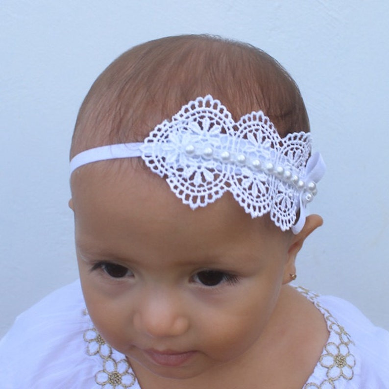 Baptism Headpiece White Headband Lace Headband Baby Etsy