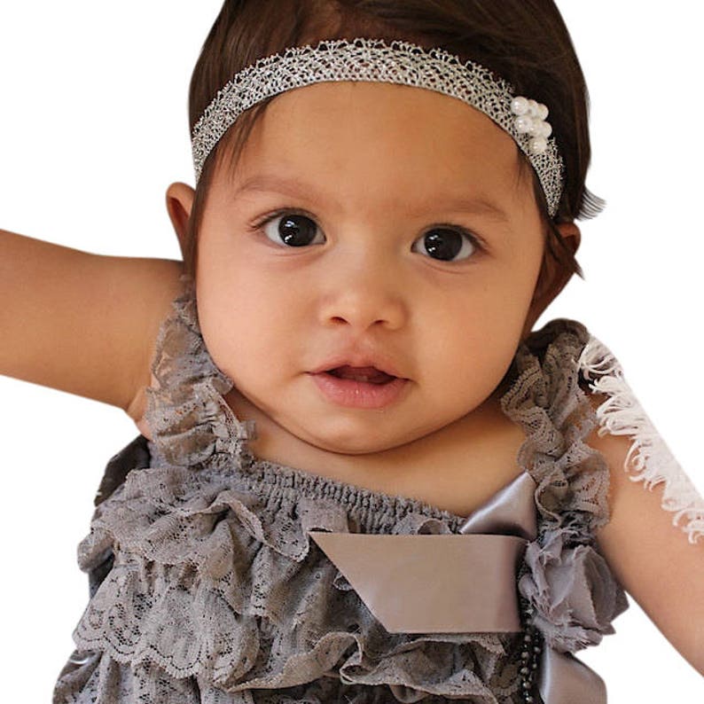silver baby headband