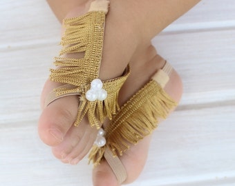 Gold Baby Sandals, Gold Sandals, Gold Barefoot Sandals, Barefoot Baby Sandals, Baby Accessories, Sandals For Babies