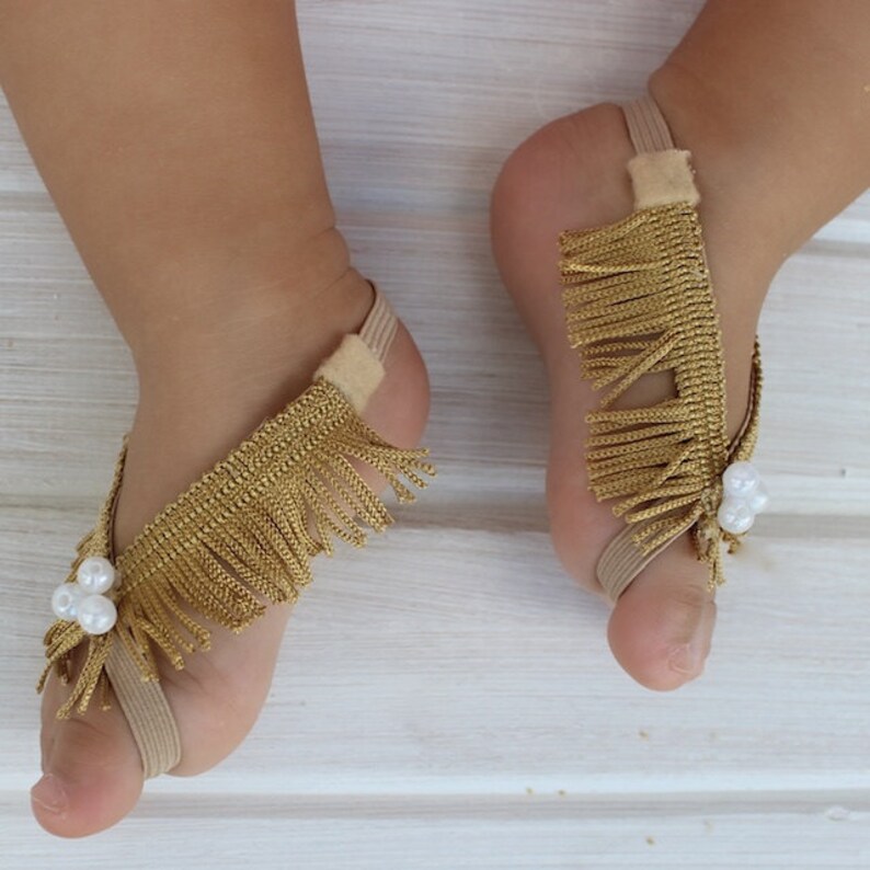 Gold Baby Sandals Gold Sandals Gold Barefoot Sandals Etsy