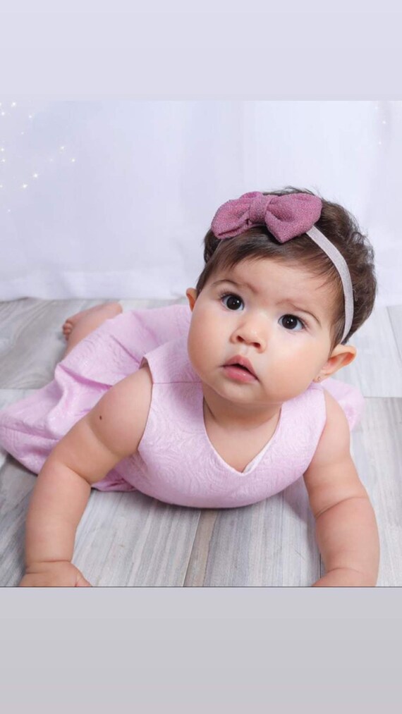 pink bow baby headband