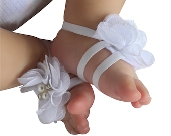 White Baby Sandals,  baby shower gift, baby girl shoes, Shoes for Little Girls, barefoot sandals, newborn sandals, baby barefoot sandal